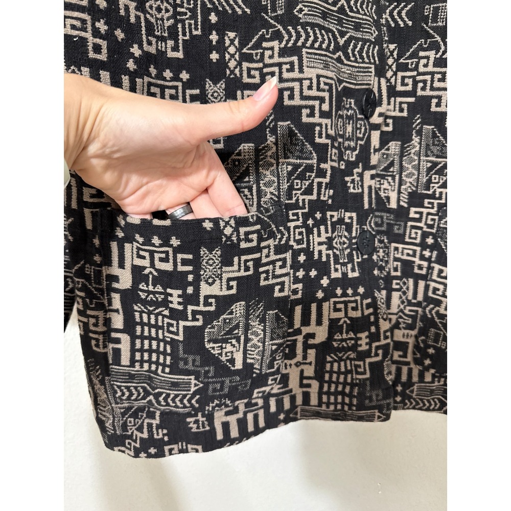 Vintage Chico's Aztec Geometric Woven Coat‎ Tapestry Size 1/Medium Art - Picture 2 of 7
